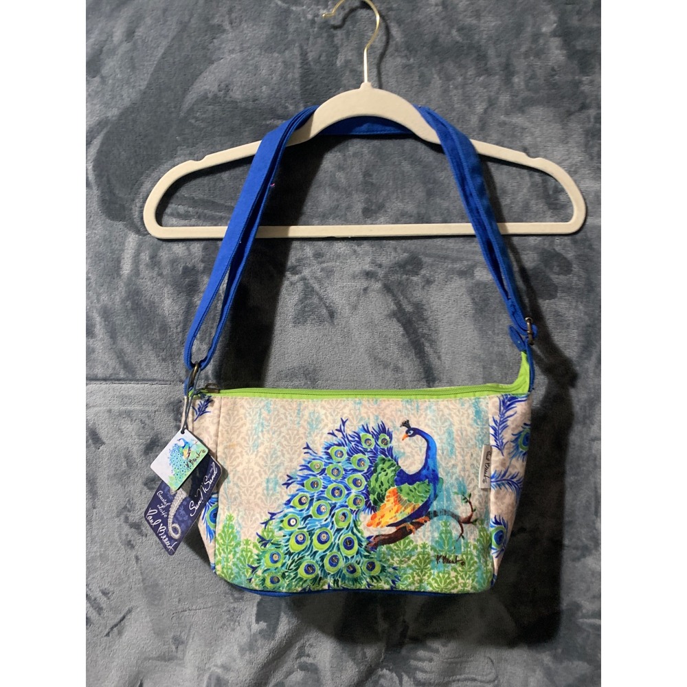 Sun 'N' Sand Shoulder Bag Women Paul Brent Peacock Blue Sequin Beaded New Flaw